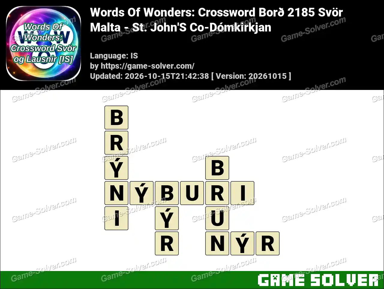 Words Of Wonders: Crossword Borð 2185 Svör – Malta – St. John’S Co-Dómkirkjan